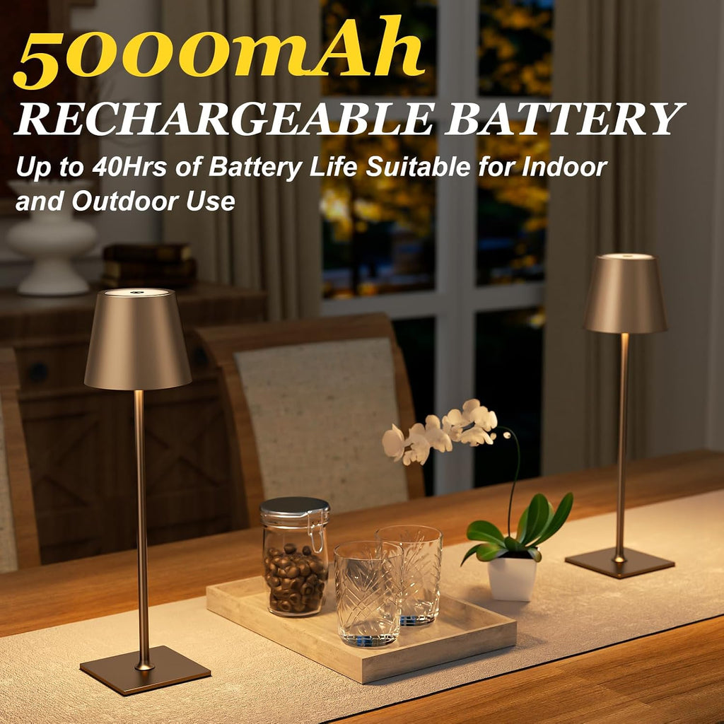 Kakanuo Brown Cordless Rechargeable Table Lamp 5000mAh Battery Operated Lamps, 3 Colors Stepless Dimming Touch Lamp for Living Room…