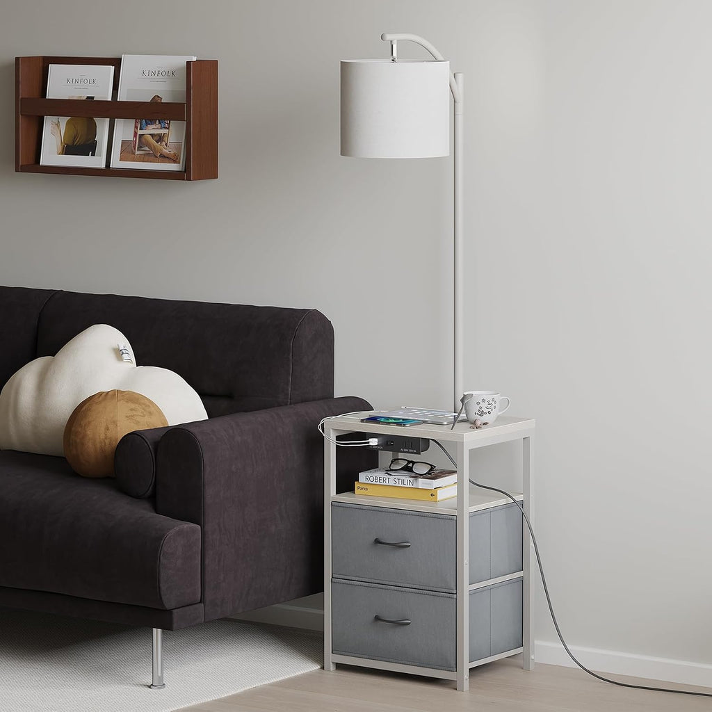 SUNMORY Floor Lamp with Table & 2 Drawers, Lamp with USB Port and Outlet, Lamps for Nightstand with 3 Color Temperature Led Bulb…