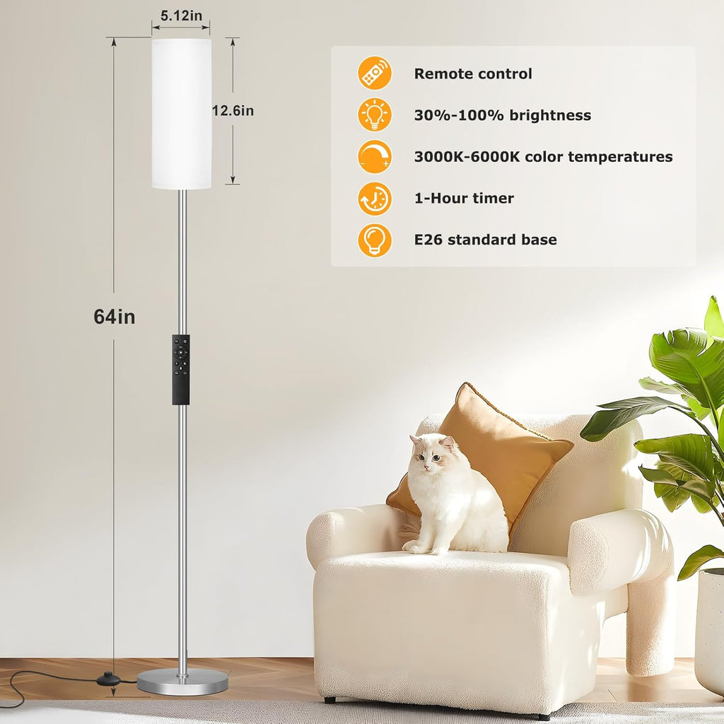Ambimall 64'' Floor Lamps for Living Room with Remote Control and Stepless Dimmable Colors Temperature & Brightness, 9W Bulb…
