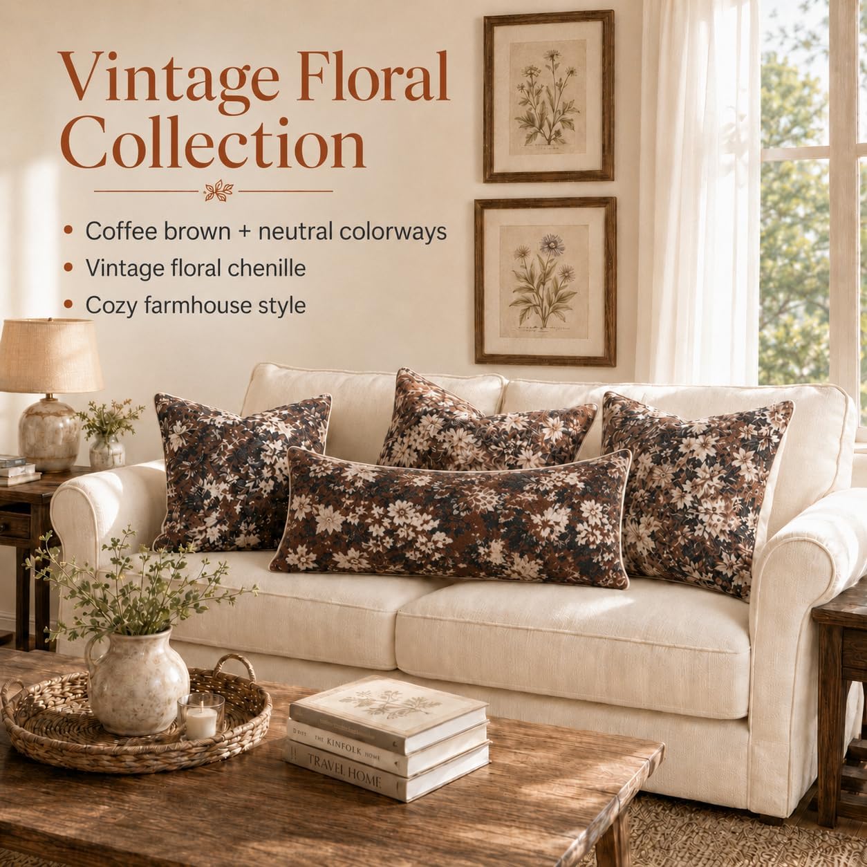Haguko Vintage Floral Throw Pillow Covers 14x36 Long Lumbar Tapestry Chenille Soft Decorative Farmhouse Rectangular Accent Body Pill…