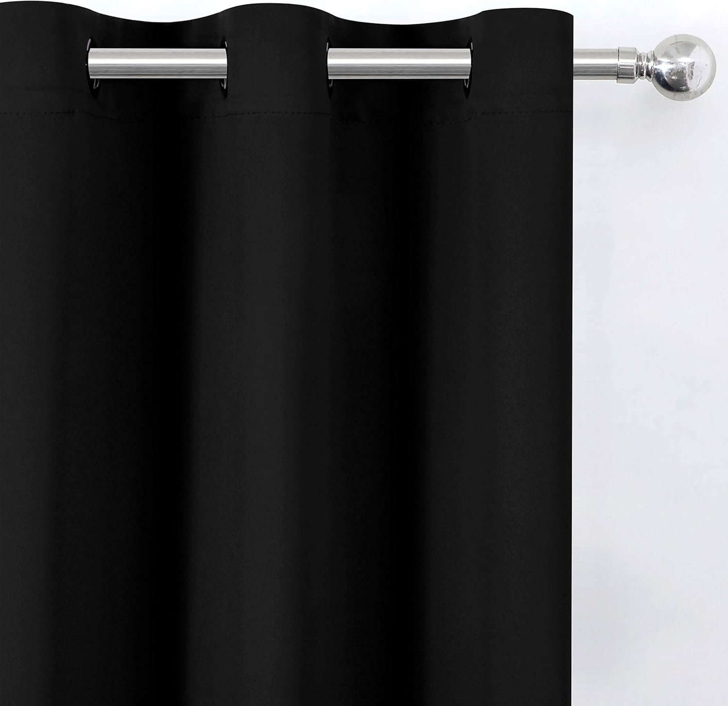 Lemomo Black Thermal Blackout Curtains/52 x 54 Inch/Set of 2 Panels Room Darkening Curtains for Bedroom 54 Inch Black