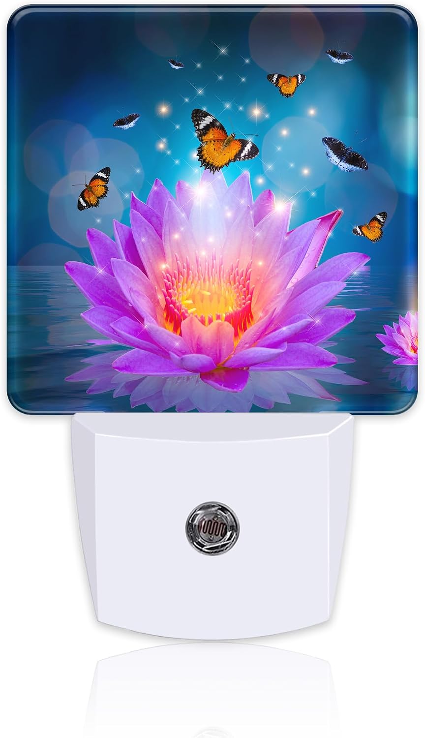 Purple Lotus Flowers Butterflies Night Light for Kids, Glowing Lotus Butterfly Night Light Plug in with Dusk to Dawn Sensor,0.5w Energy…