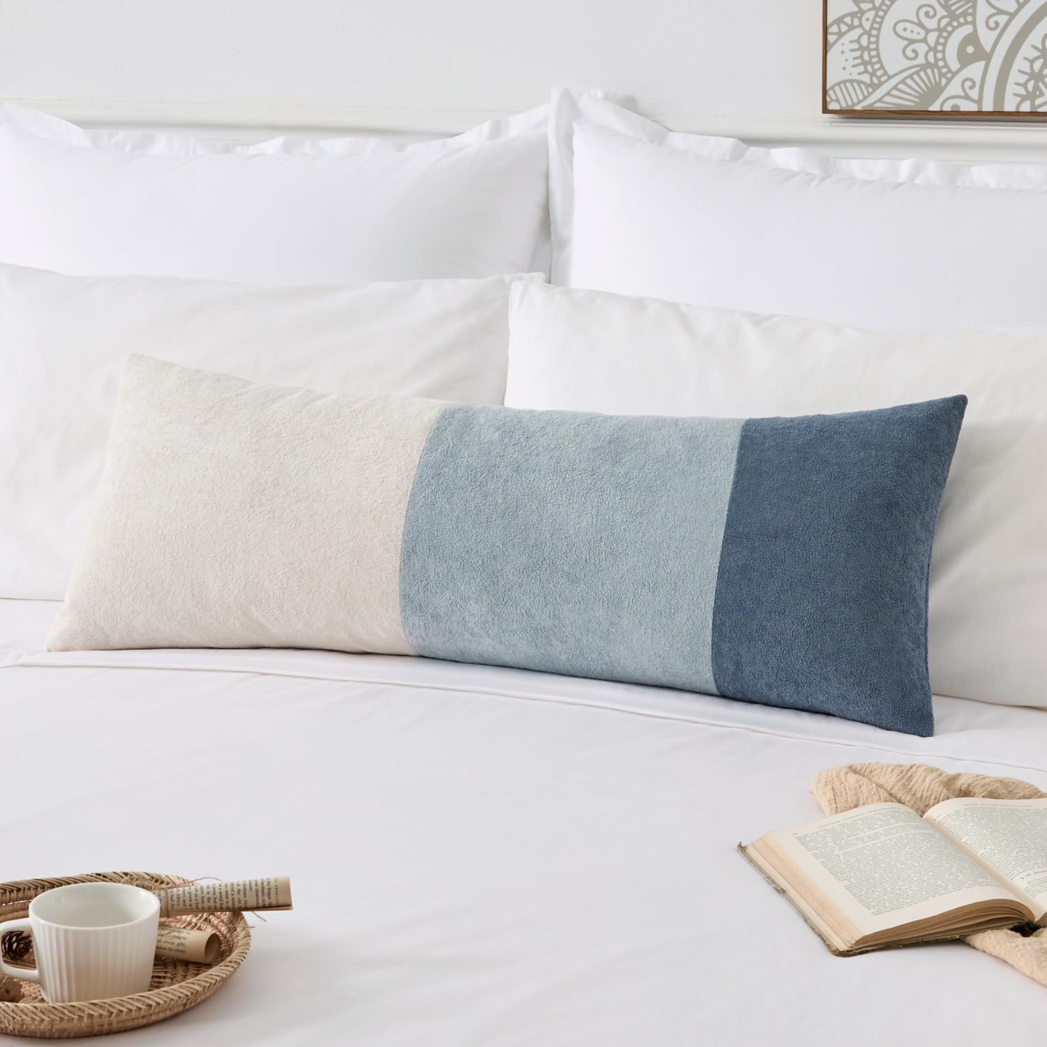 KevinTextile Kevin Textile 14x36 Inch Long Lumbar Cover 1 Pack Three-Colour Patchwork Soft Textured Waterproof Rectangle Cushion Elegant Ac…