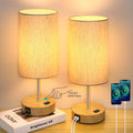 Brightever Table Lamps Set of 2 Touch Control, 2 USB Charging Ports&AC Outlet, 3-Way Dimmable Bedside Nightstand Lamp with Flaxen Fabric Sh…
