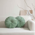 Hig Set of 2 Decorative Round Pleated Throw Pillows, Classy Accent Pumpkin Throw Pillows with Center Button, Vintage Velvet Floor Pillows f…