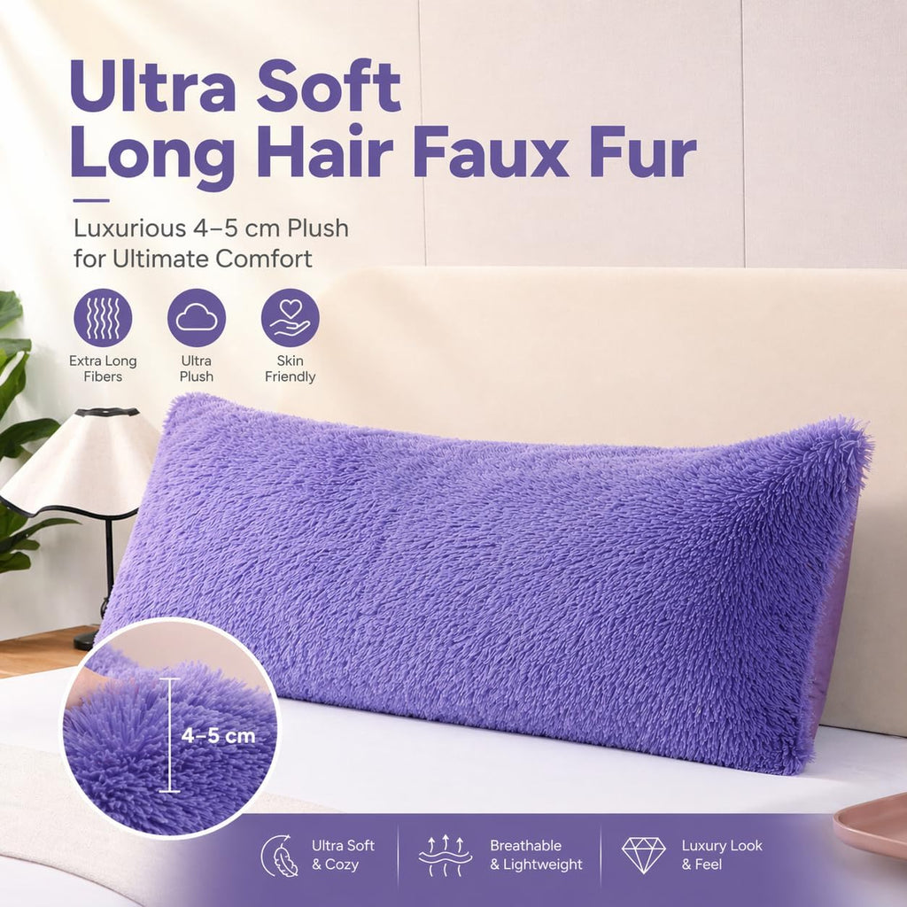 Reafort Luxury Faux Fur Body Pillow Cover 21" x 54", Long Hair PV Plush Body Pillow Case with Hidden Zipper Closure, Ultra Soft Fluffy Deco…