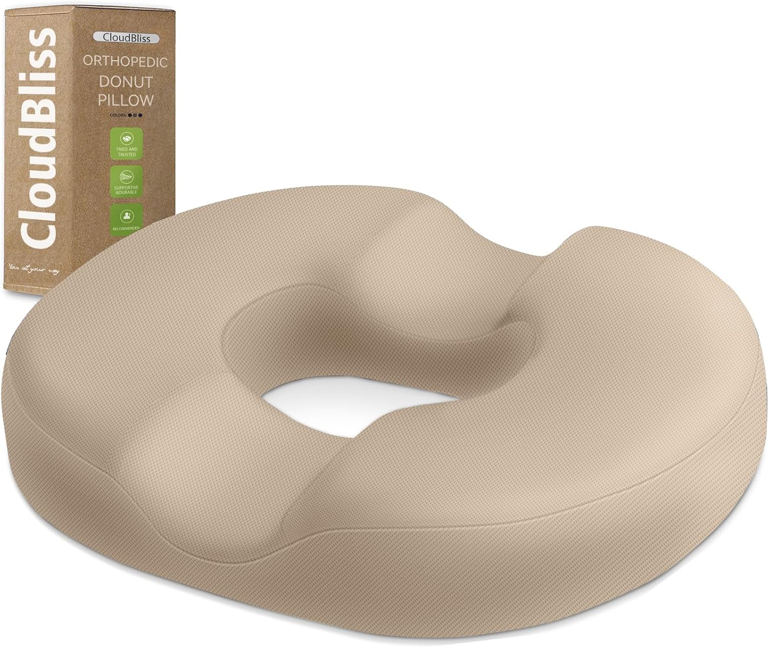CloudBliss Donut Pillow Seat Cushion Chair Pad for Tailbone and Hemorrhoids, Memory Foam Seat Chair Cushion for Men and Women for Home & Of…