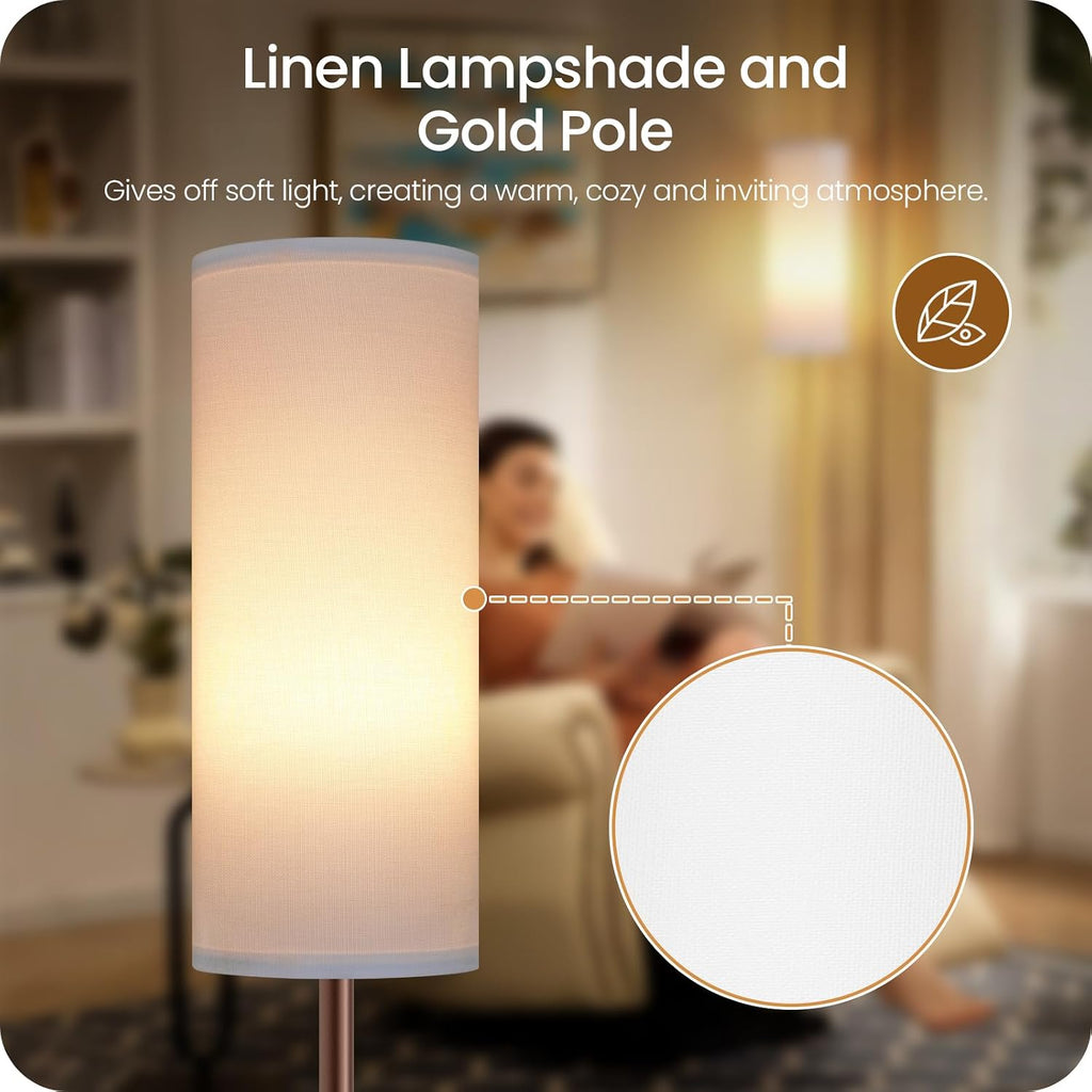 Dimmable Floor Lamps for Living Room with Remote and Foot Switch, 64.4” Modern Standing Tall Lamp, Corner Lamp for Bedroom, Bulb…