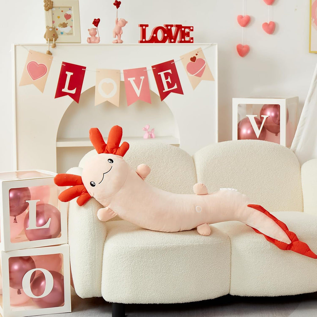 MaoGoLan Giant Axolotl Plush Toy Stuffed Animal, Huge Axolotl Body Pillow for Kids Girl Boy, Big Salamander Plush Glow in the Dark…
