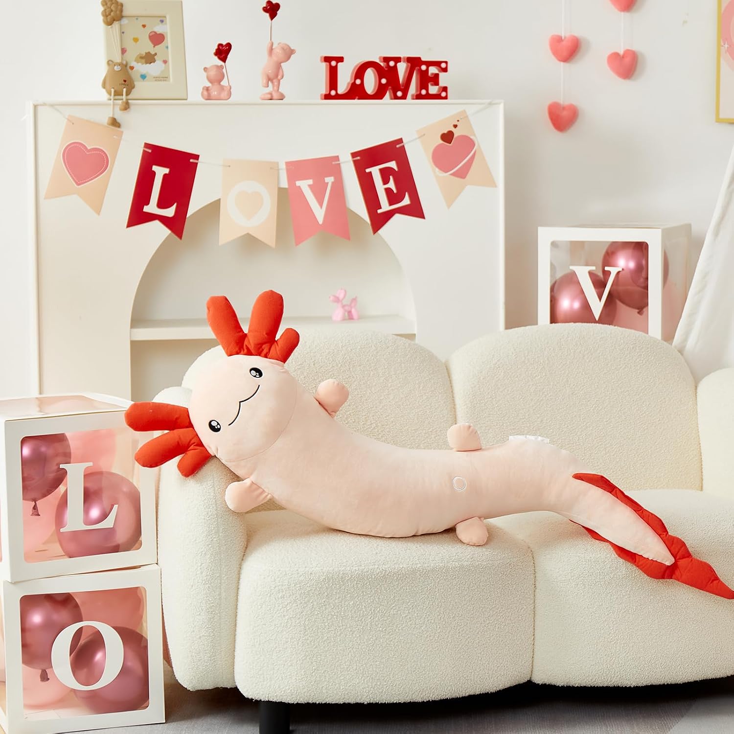 MaoGoLan Giant Axolotl Plush Toy Stuffed Animal, Huge Axolotl Body Pillow for Kids Girl Boy, Big Salamander Plush Glow in the Dark…