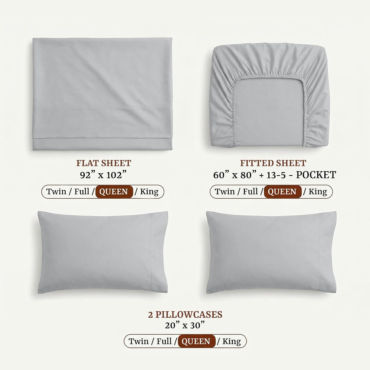Perupima Peru Pima 415 Thread Count Percale Queen Sheet Set - 100% Peruvian Pima Cotton, 4 Piece (Flat, Fitted, 2 Pillowcases) - Cooling, C…