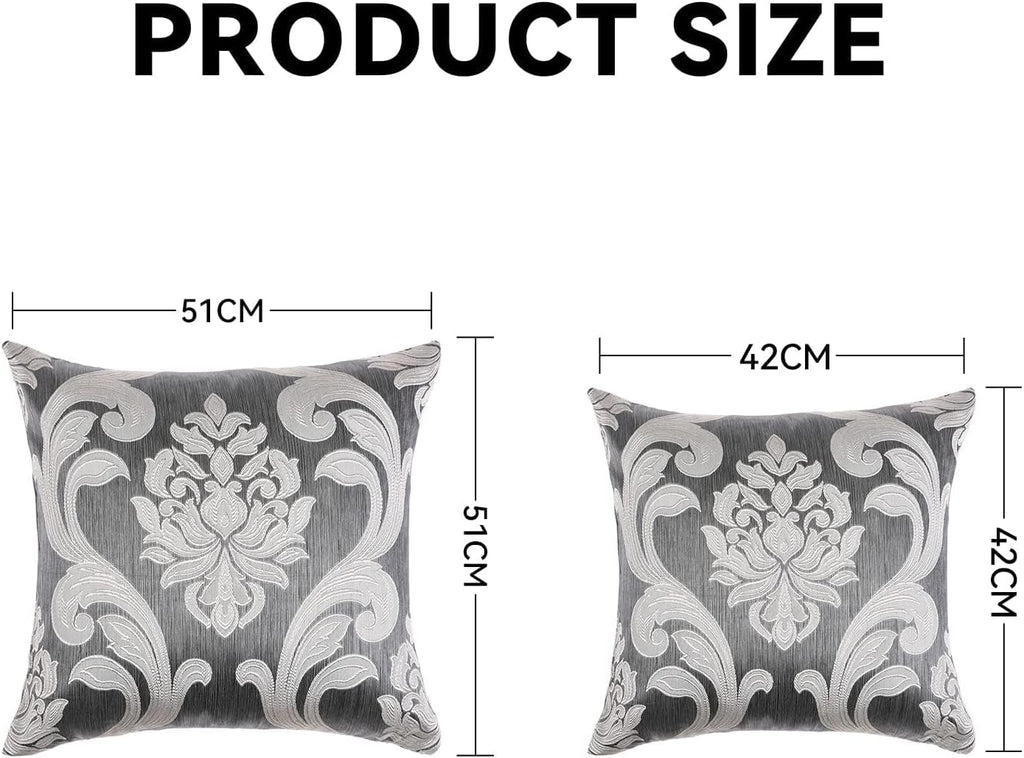 Napearl Throw Pillow Covers-Set of 2 with Silver Grey White Damask Jacquard Patterns Decorative Pillowcase for Couch, Sofa, Bed, Attractive…
