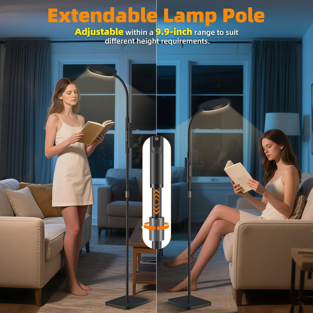 PACOVY Floor Lamp, Adjustable Height Floor Lamps for Living Room Bedroom, 120 LED Super Bright Standing Lamp Remote Control Dimmable…