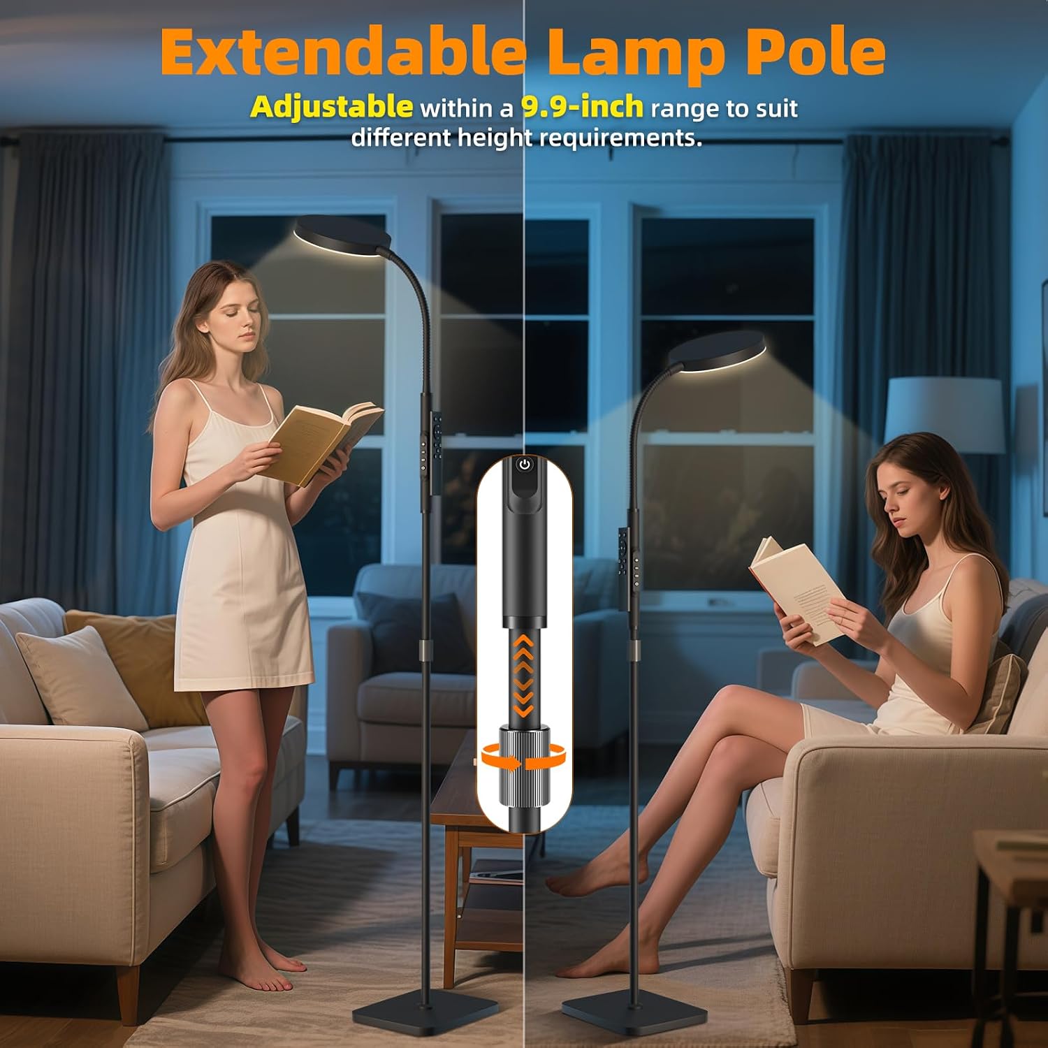 PACOVY Floor Lamp, Adjustable Height Floor Lamps for Living Room Bedroom, 120 LED Super Bright Standing Lamp Remote Control Dimmable…