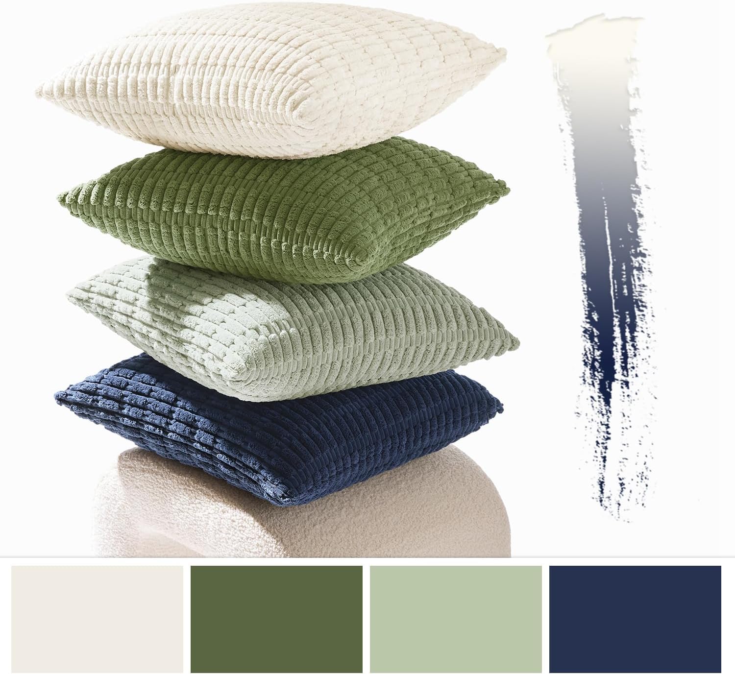 MIULEE Soft Corduroy Spring Throw Pillow Covers Set of 4 Green Blue 18x18 Inch Modern Farmhouse Boho Decorative Accent Cushion Covers for…