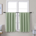 Simplebrand Ava Light Green Short 36 Inches Blackout Curtain 2 Panels Set, Half Window Rod Pocket Privacy Curtain Tiers for Kitchen, Curtai…
