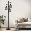 ROTTOGOON Dimmable Boho Floor Lamp - 3 Light Farmhouse Rattan Floor Lamp for Living Room, Industrial Tree Floor Lamps with 3 X 6W LED…