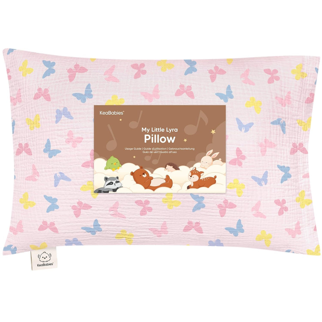 KeaBabies Toddler Pillow with Pillowcase – 13x18 Soft, Breathable Organic Cotton Muslin Kids Pillow for Sleeping, Travel, Preschool Nap…