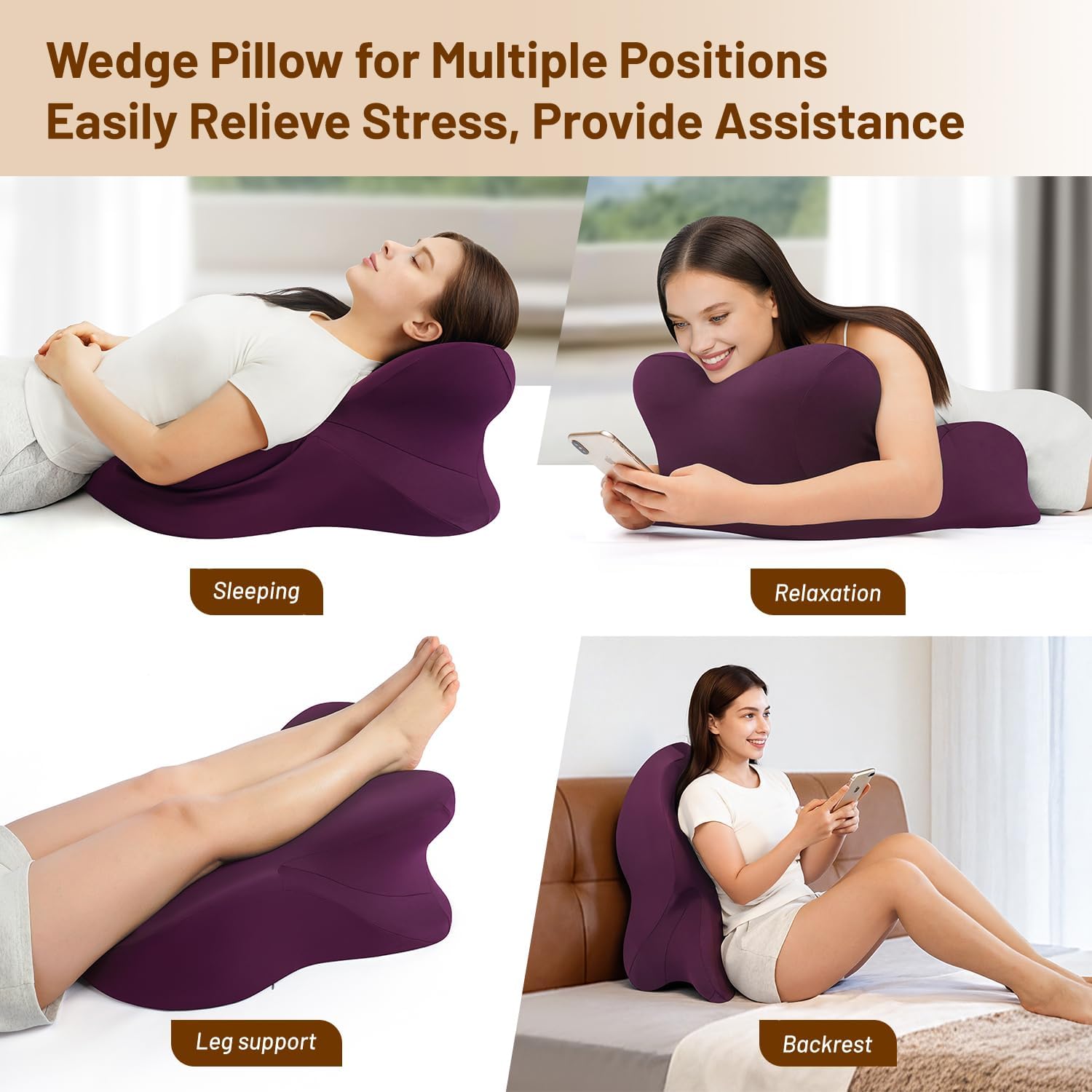 YRuiSofut Memory Foam Ergonomic Wedge Pillow, Reading Pillow for Bed, Headboard Pillow Support for Back Pain, Acid Reflux & Sitting…