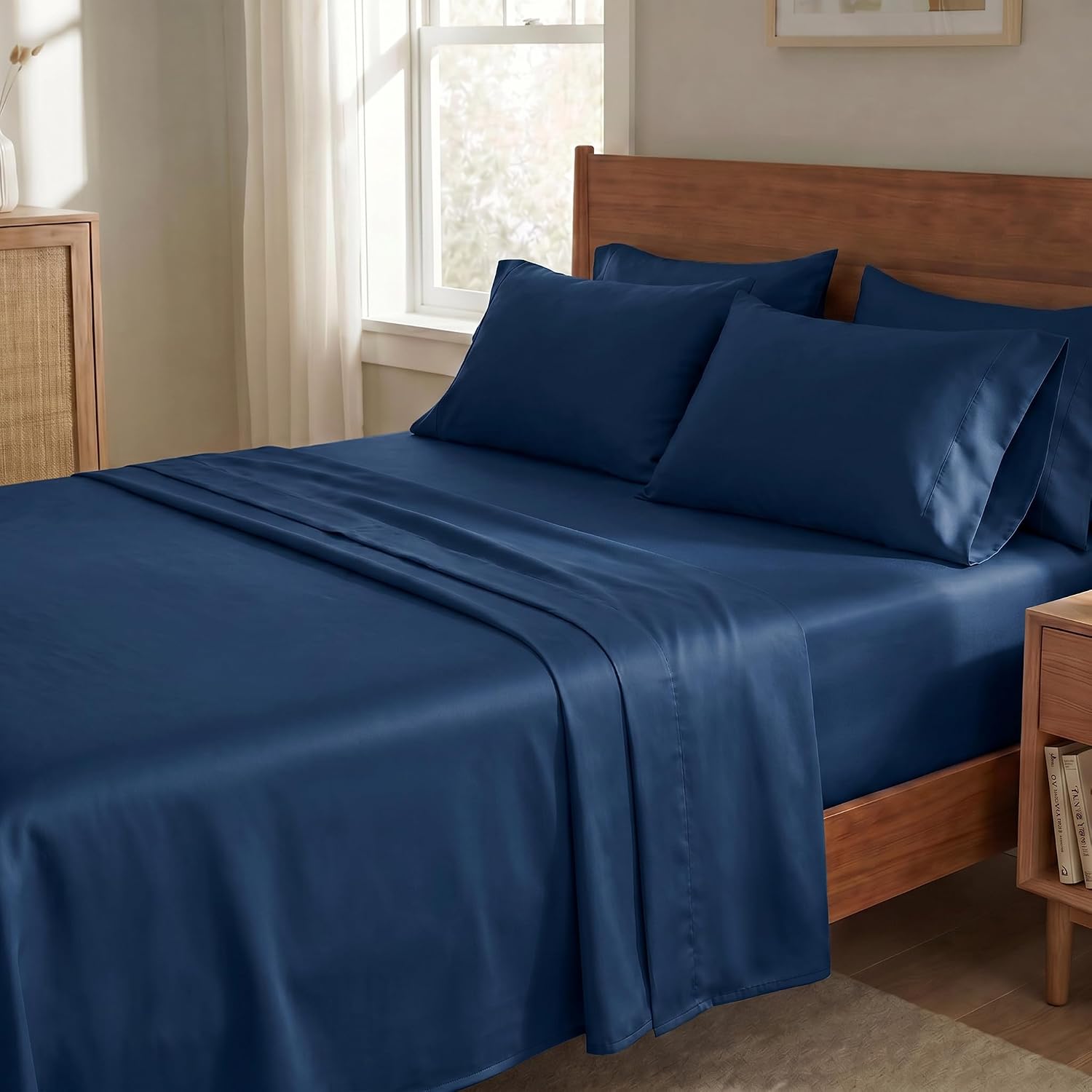 Perupima Peru Pima 415 Thread Count Percal Full Sheet Set - 100% Peruvian Pima Cotton, 4 Piece (Flat, Fitted, 2 Pillowcases) - Cooling, Cri…