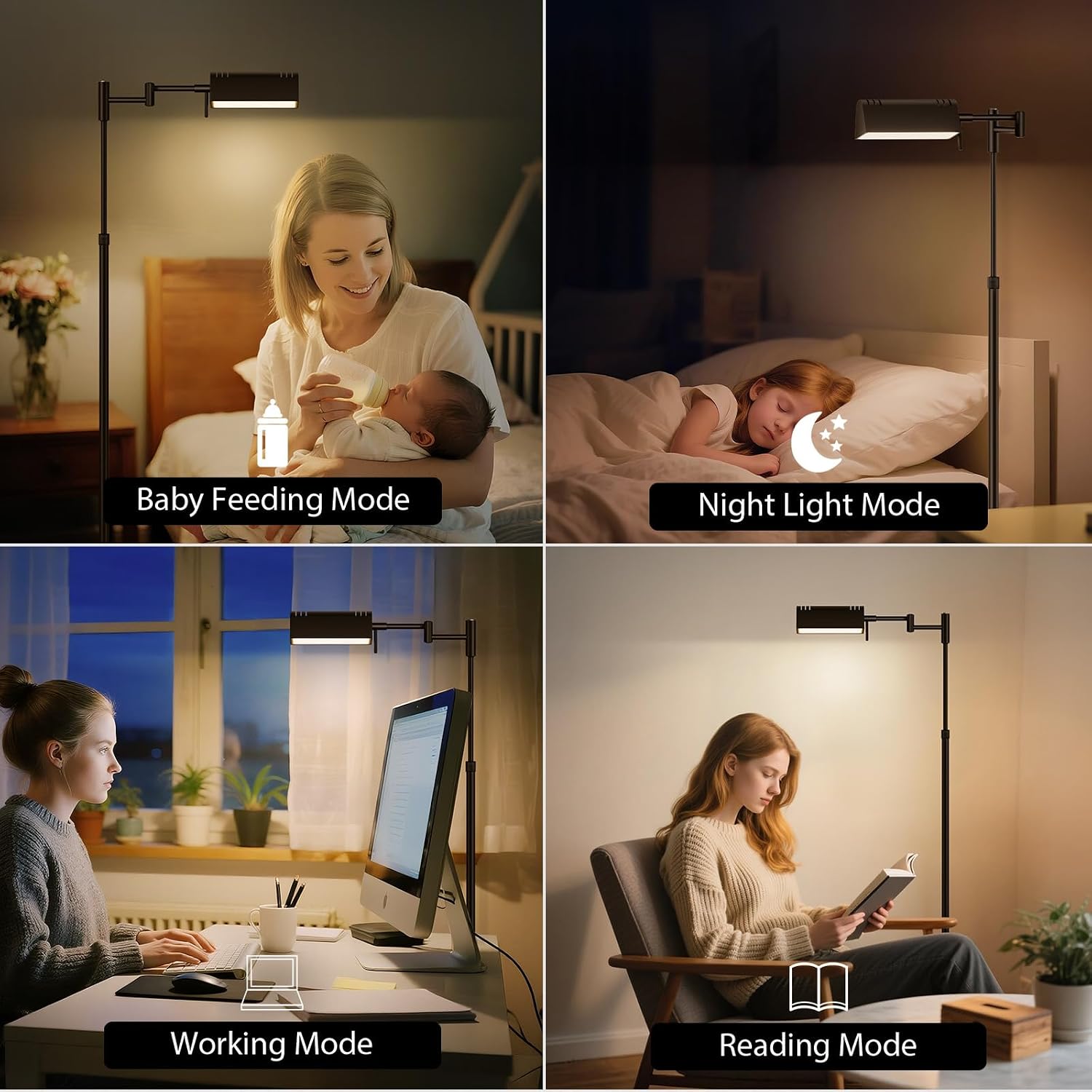 SUNMORY Dimmable LED Pharmacy Floor Lamp, 16W/1500LM Bright Reading Floor Lamp with Remote & Touch Control, 350°Swing Arm, Adjustable…