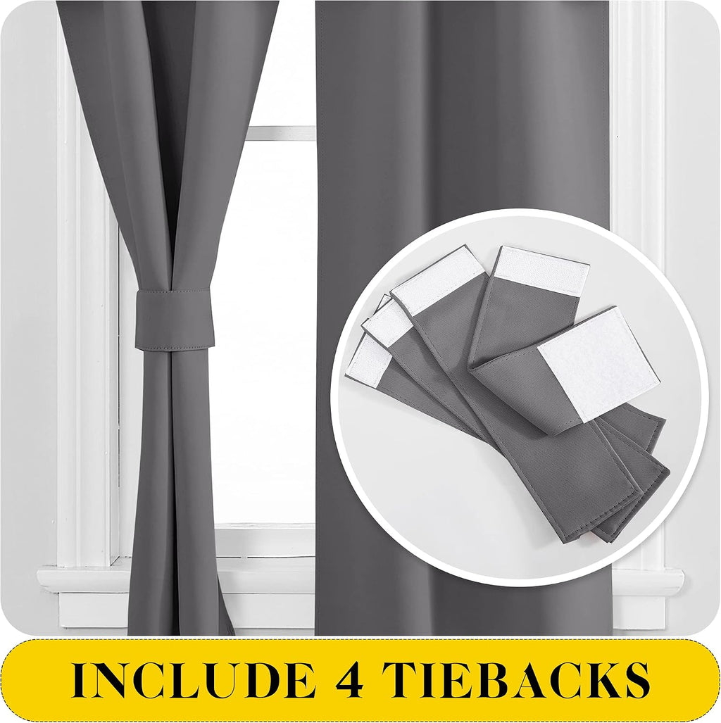 Nicetown Short Curtains with Attached Valance for Small Window, Thermal Insulated Rod Pocket Room Darkening Curtains for Living Room, 52" W…