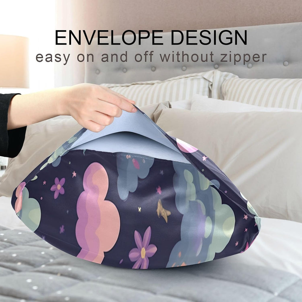 YETTASBIN Unicorns Satin Pillowcase, Soft Breathable Silk Pillow Case with Envelope Closure for Hair and Skin, Standard Size 26 x 20 Inch