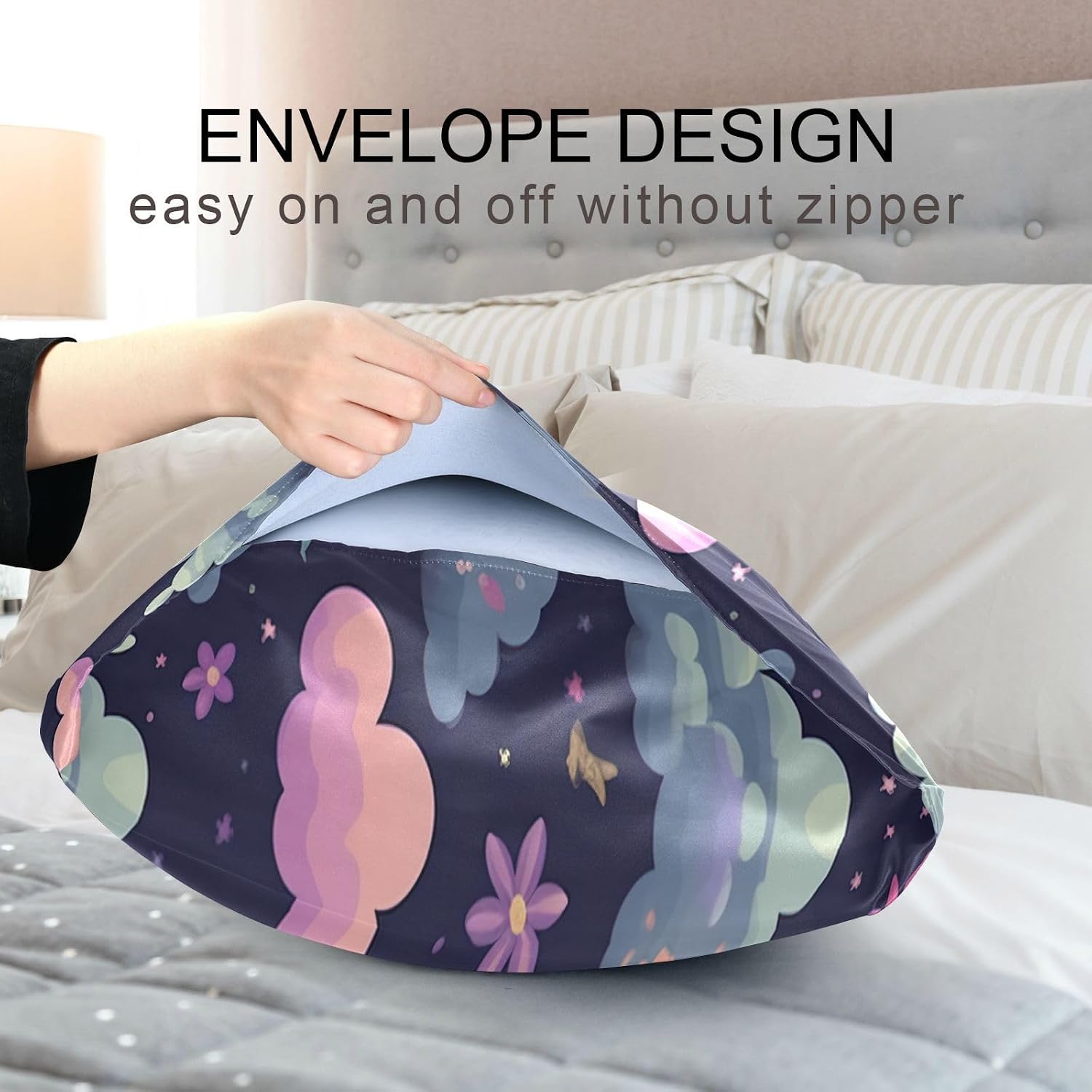 YETTASBIN Unicorns Satin Pillowcase, Soft Breathable Silk Pillow Case with Envelope Closure for Hair and Skin, Standard Size 26 x 20 Inch