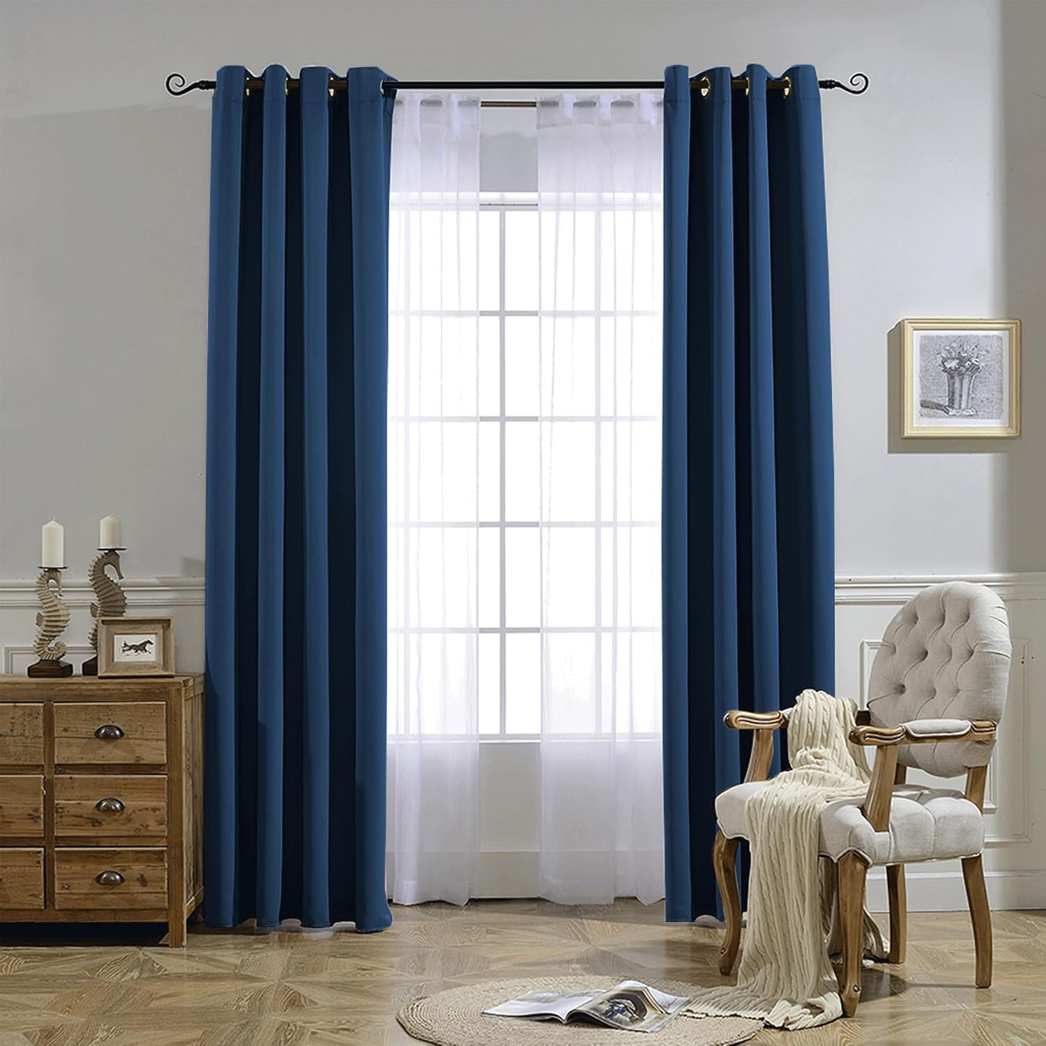 Nicetown Blackout Window Curtains 72 inches Long, Thermal Insulated Grommet Room Darkening Window Treatments for Bedroom/Living Room, Moroc…