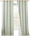 NICETOWN Sage Green Blackout Linen Curtains 95 inches Long, 2 Pieces, 52" Wide Each Panel, Bronze Grommet Full Light Blocking Drapes with…