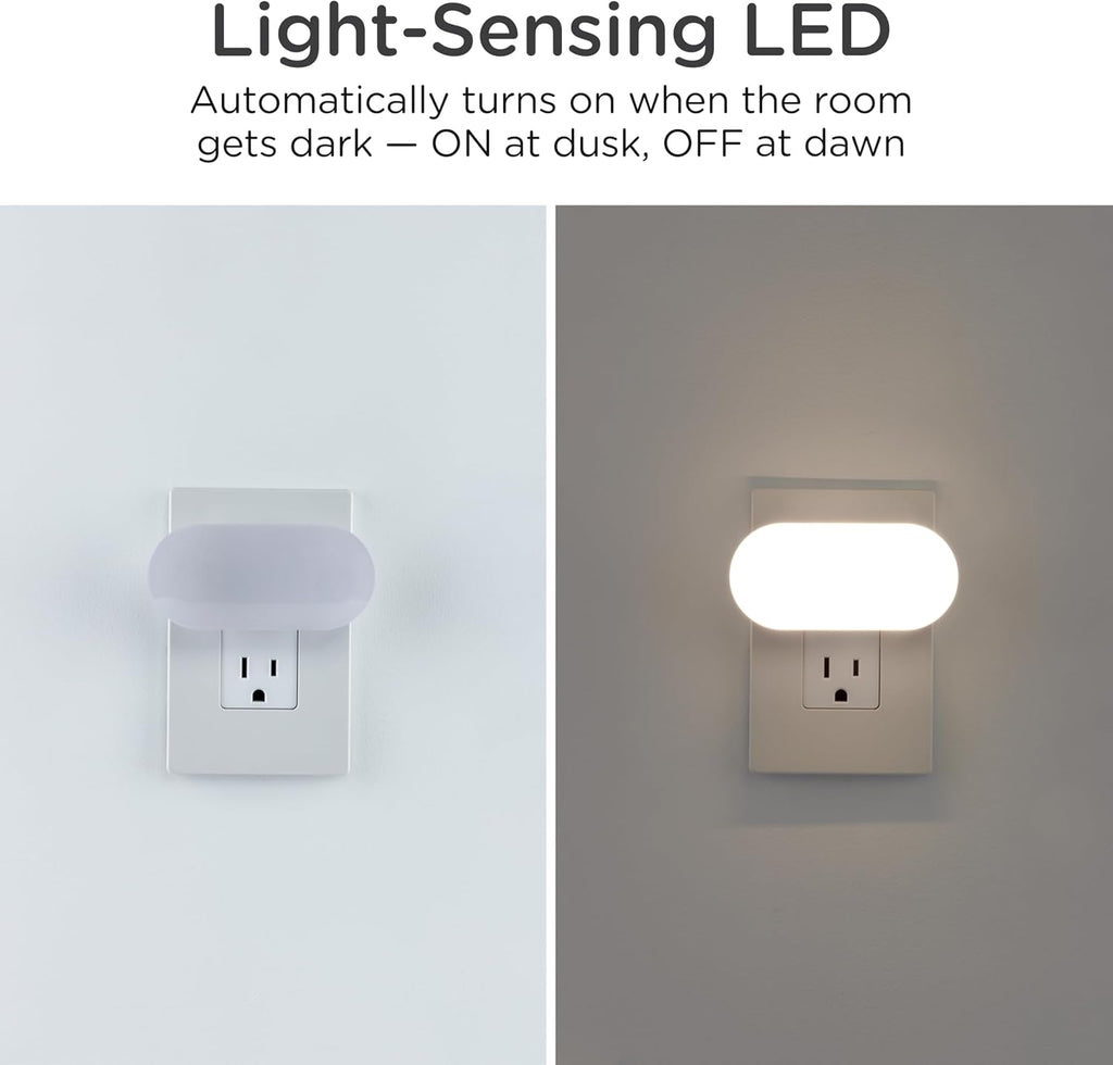 Lights by Night Mini Bright Night Light, Plug-in, Dusk-to-Dawn Sensor, Adjustable & Dimmable LED, Up to 100 Lumens – Ideal for Bedroom…
