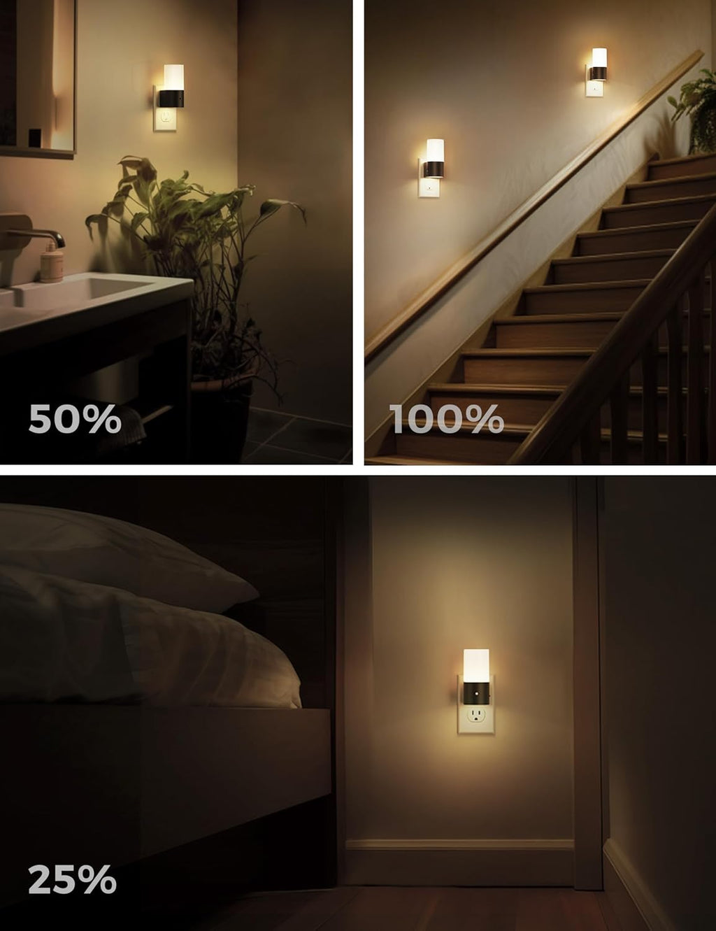 L LOHAS LED Night Lights Plug into Wall, Modern Night Light with Dusk to Dawn Sensor, Soft White 3000K, 0-100LM Dimmable Night Light for…