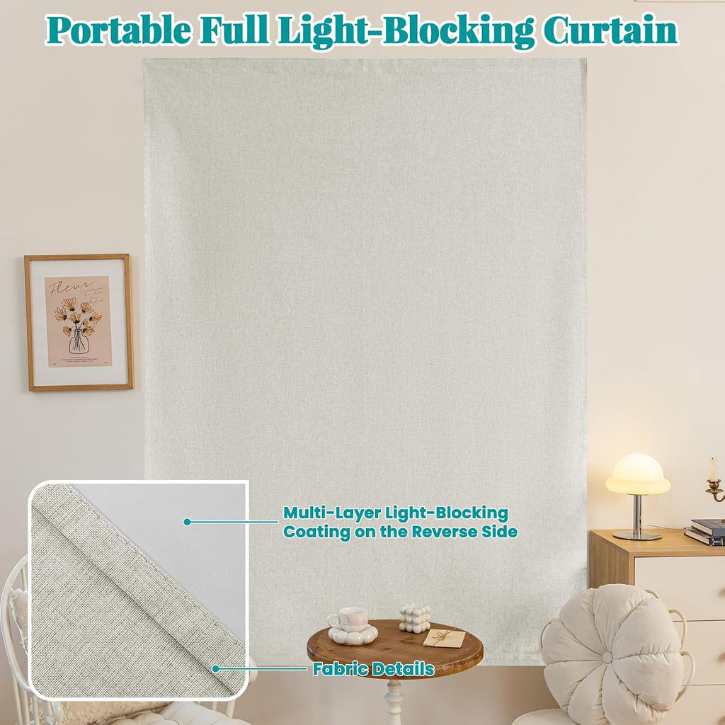 100% Blackout Adhesive Blackout Curtains- Self Stick Shades Window Blinds Curtains No Rod Needed Easy to Hang Curtain, Use for Bedroom…