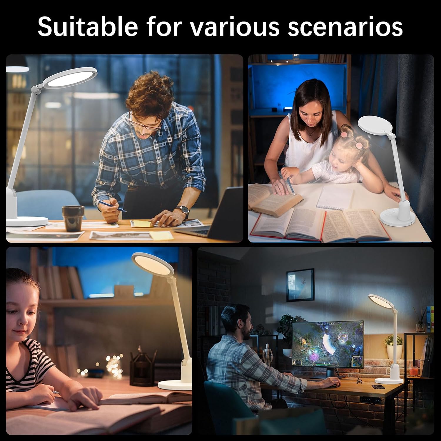 Kitloo Desk Lamps for Home Office with Stable Base, 1000LM Ultra Bright Eye-Caring Desk Light, 3000K-6000K Dimmable Table Lamp with…