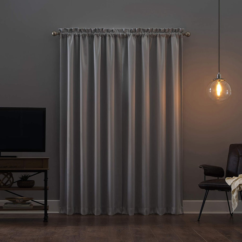 Sun Zero Oslo Theater Grade Extreme Total Blackout Rod Pocket Curtain Panel, 52" x 95", Pearl