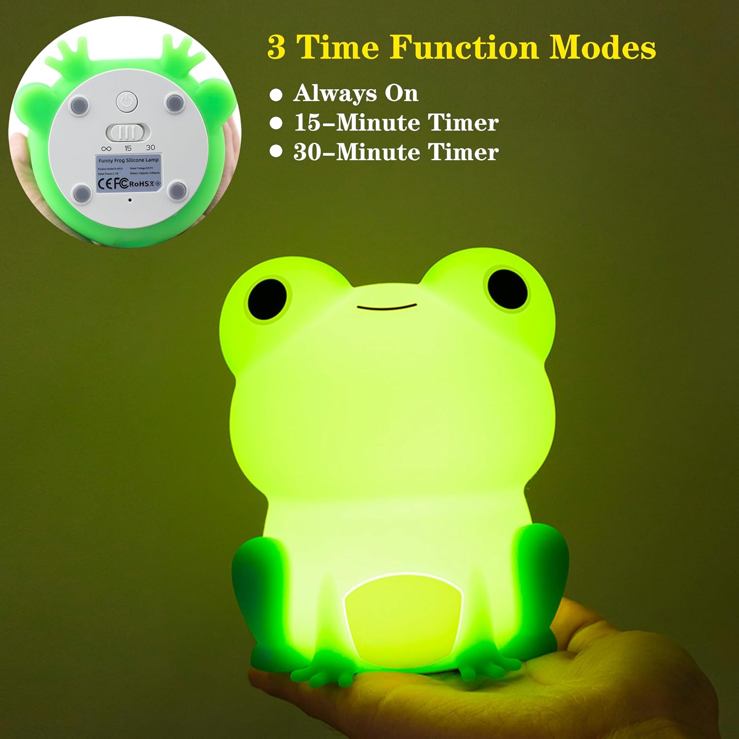 Led Cute Frog Night Light, Dimmable Timer Nursery Kawaii Lamps, Super Squishy Silicone USB Rechargeable Beside Lamp, Used for Camping…