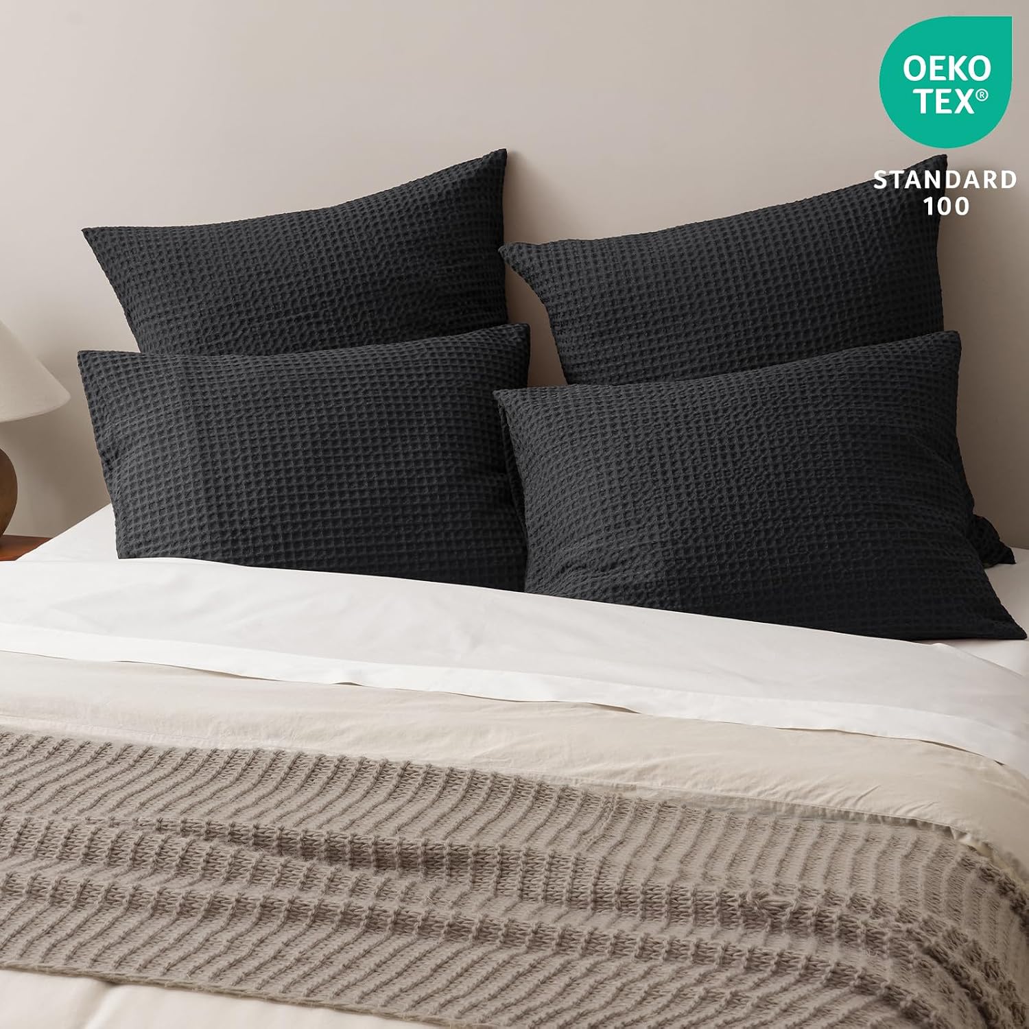 Phf Ultra Soft Waffle Weave Pillow Shams King Size, No Insert, 2 Pack 20" x 36" Pillowcases, Breathable & Skin-Friendly Pillow Cases, Stylis…