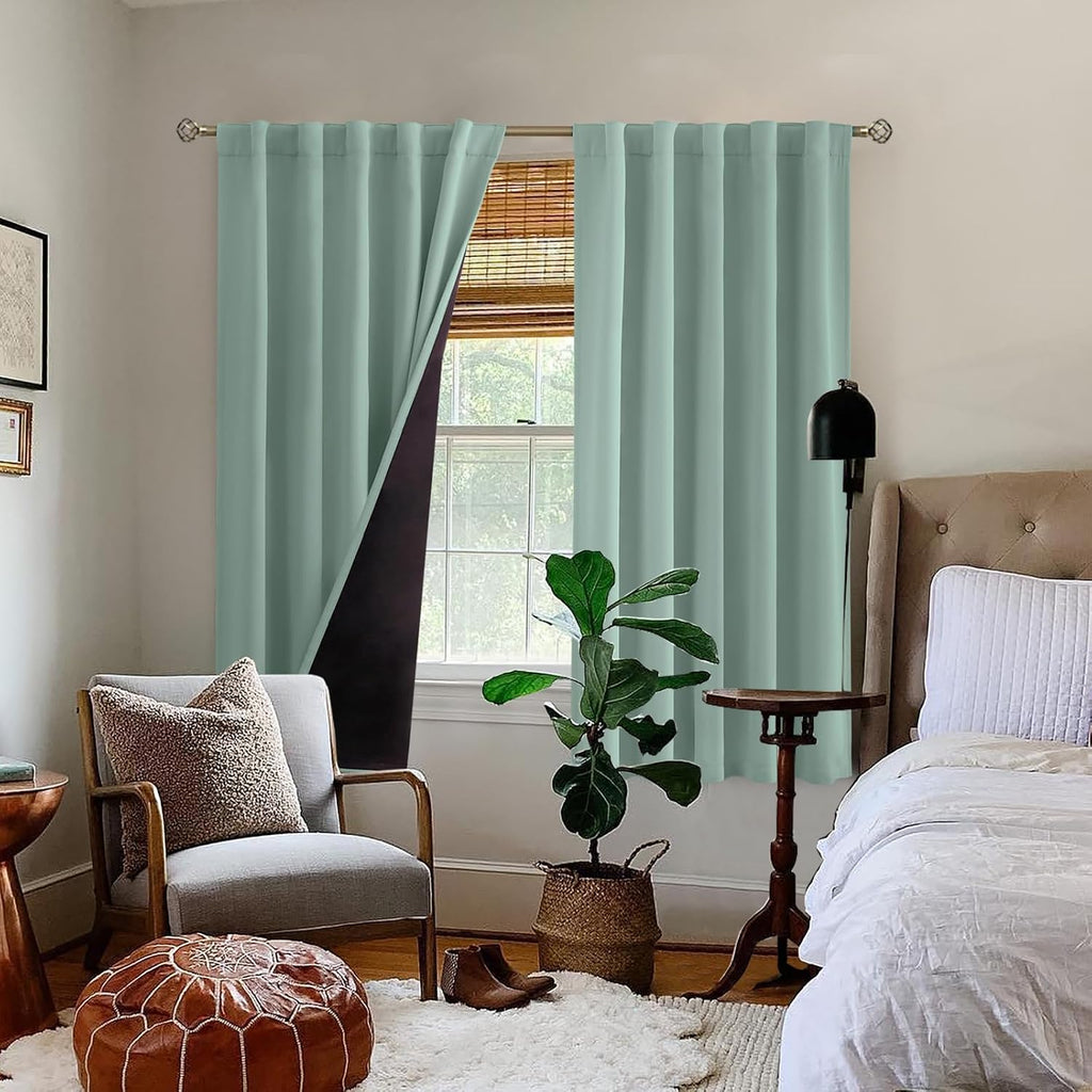 BGment Blackout Curtains with Thermal Insulation Liner Curtains 63 Inches Long, Rod Pocket and Back Tab Double Layer Room Darkening…