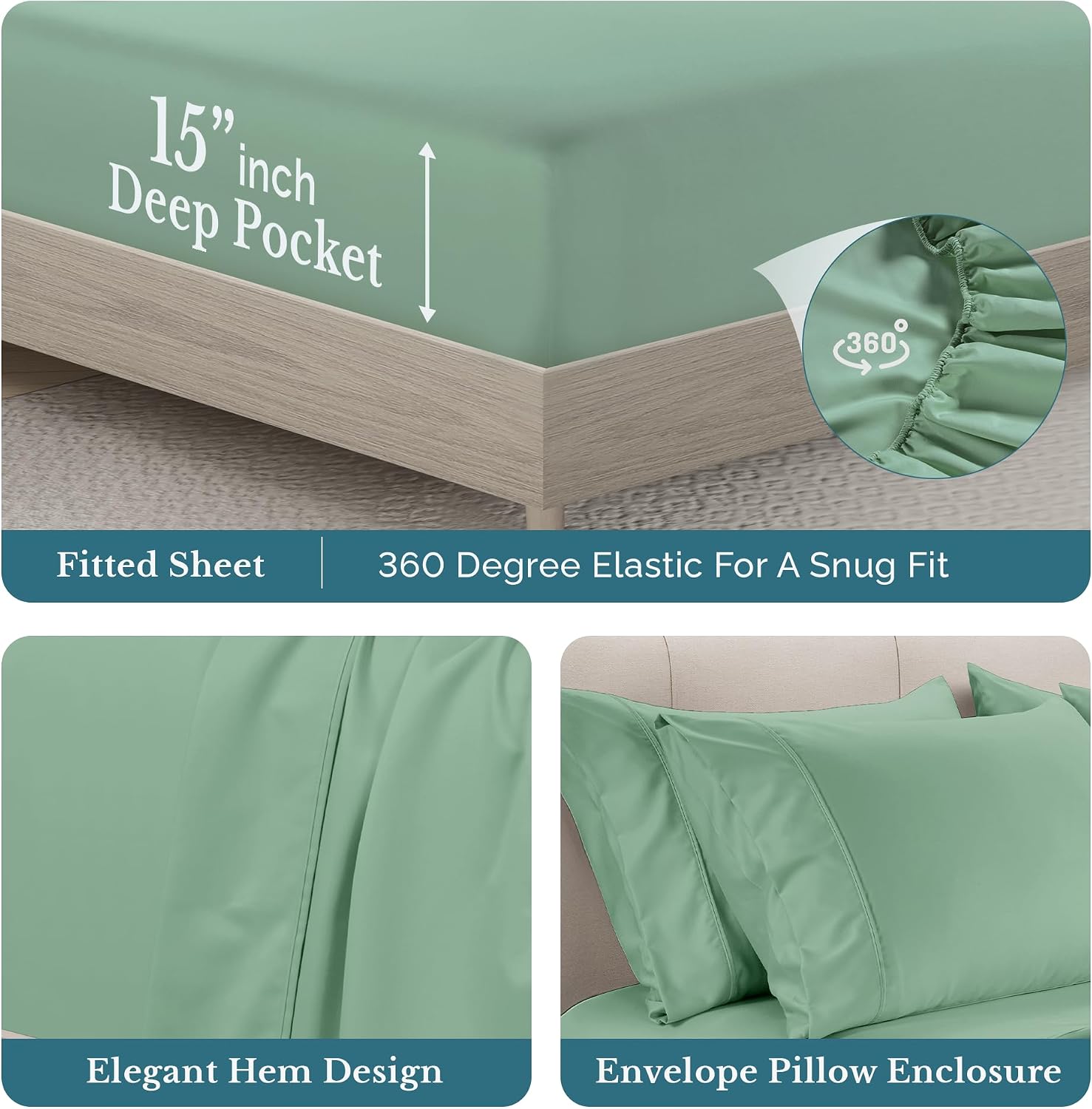Casa Platino Twin Size Sheets Set, 4 Piece 100% Cotton Bed Set with 500 Thread Count Silky Sateen Finish, Ideal for Everyday Use, 15 Inch…