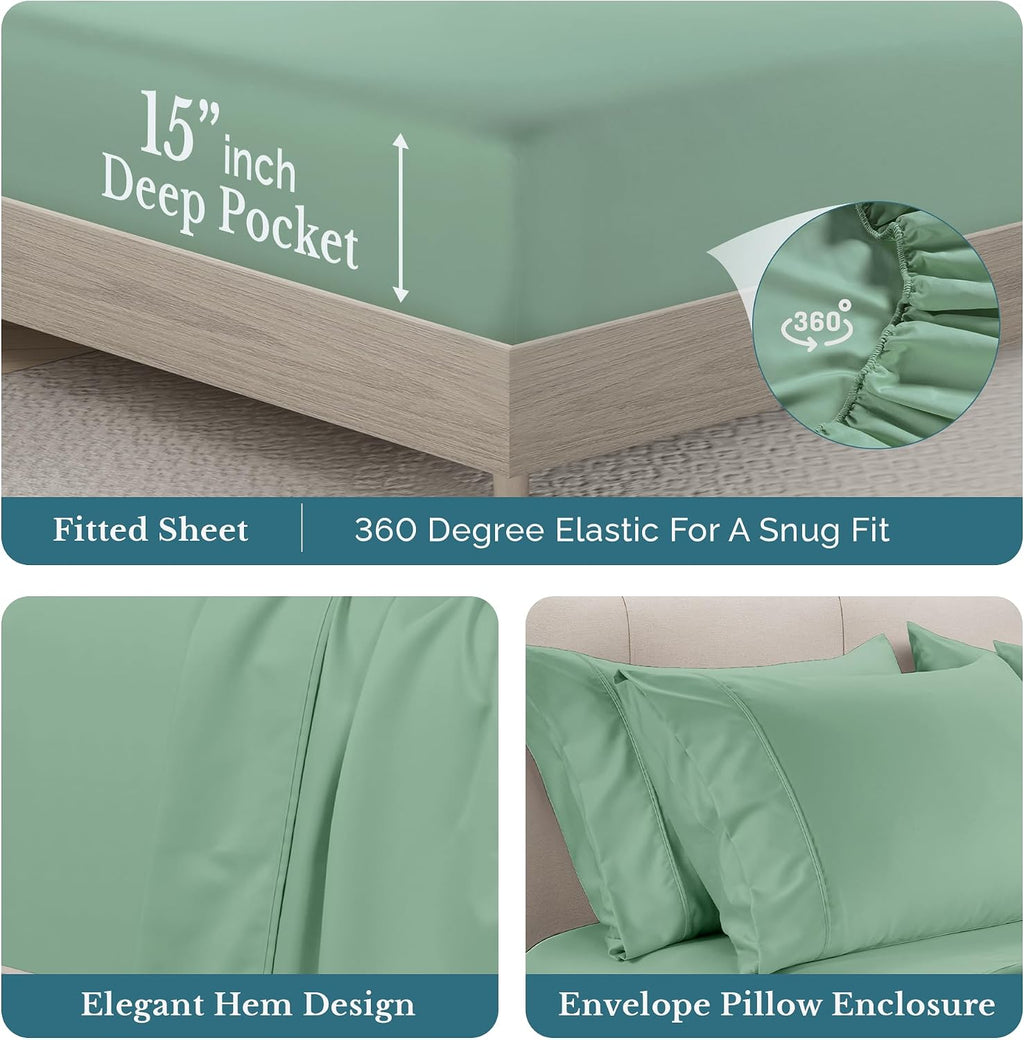 Casa Platino Twin XL Size Sheets Set, 4 Piece 100% Cotton Bed Set with 500 Thread Count Silky Sateen Finish, Ideal for Everyday Use, 15…