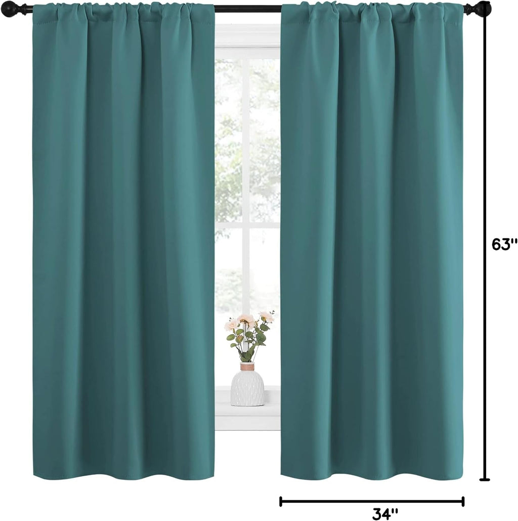 NICETOWN Bedroom Curtains, Three Pass Microfiber Noise Reducing Thermal Insulated Solid Rod Pocket Blackout Window Curtains for Kids Room…