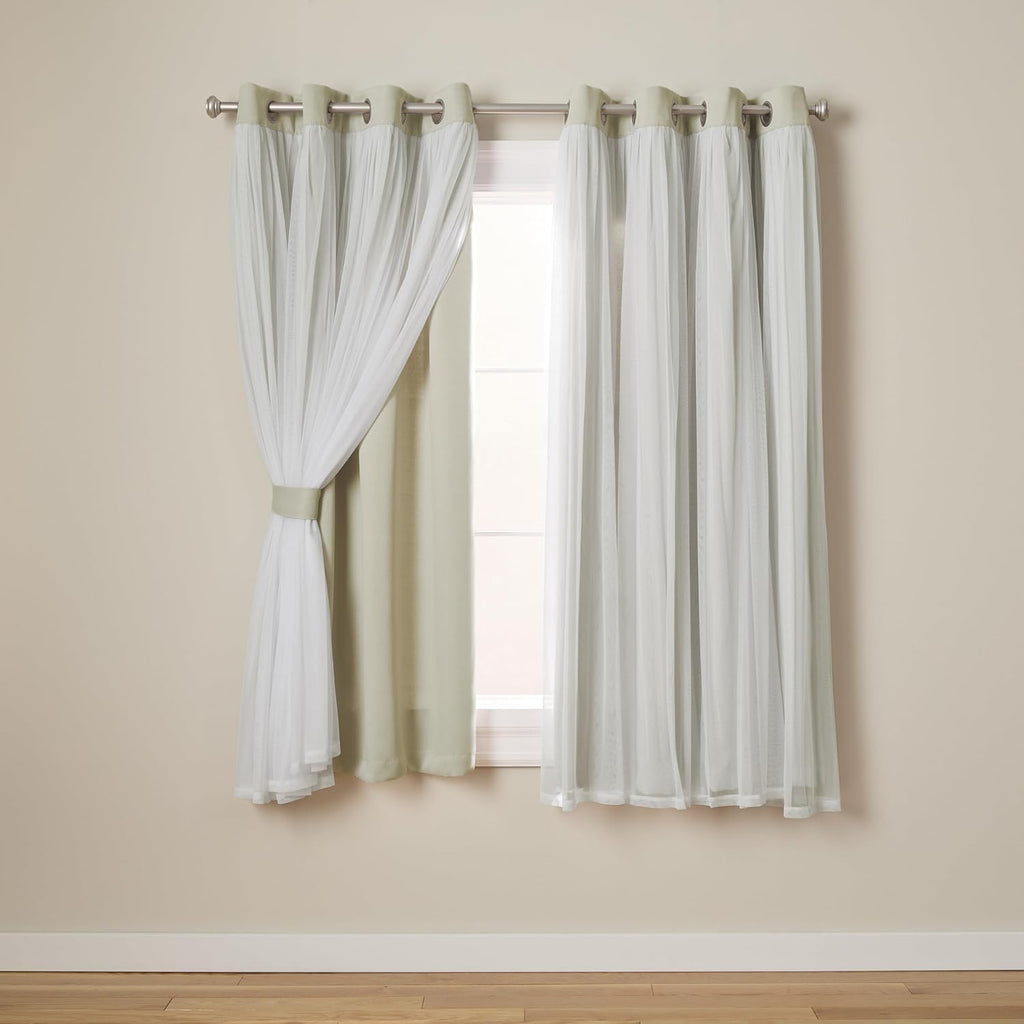 TOWN & COUNTRY LUXE Talia Double Layer Indoor Curtains, Sheer and Room Darkening Blackout, Grommet Top, Energy Efficient, 2-Pack Set…