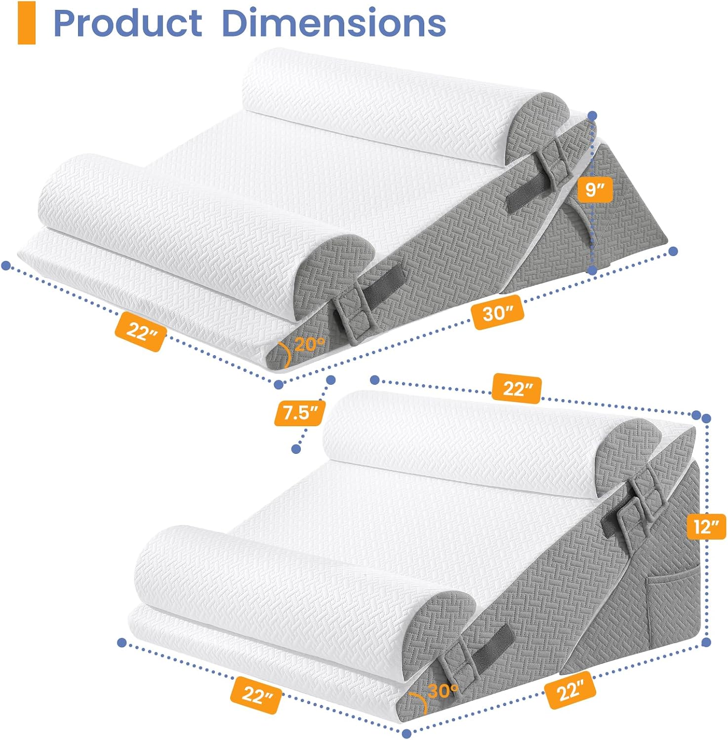 Sasttie Wedge Pillow Set for After Surgery, 3PCS Adjustable Bed Wedge Pillow Headboard with Memory Foam Neck Cushion – for Acid Reflux, Sle…