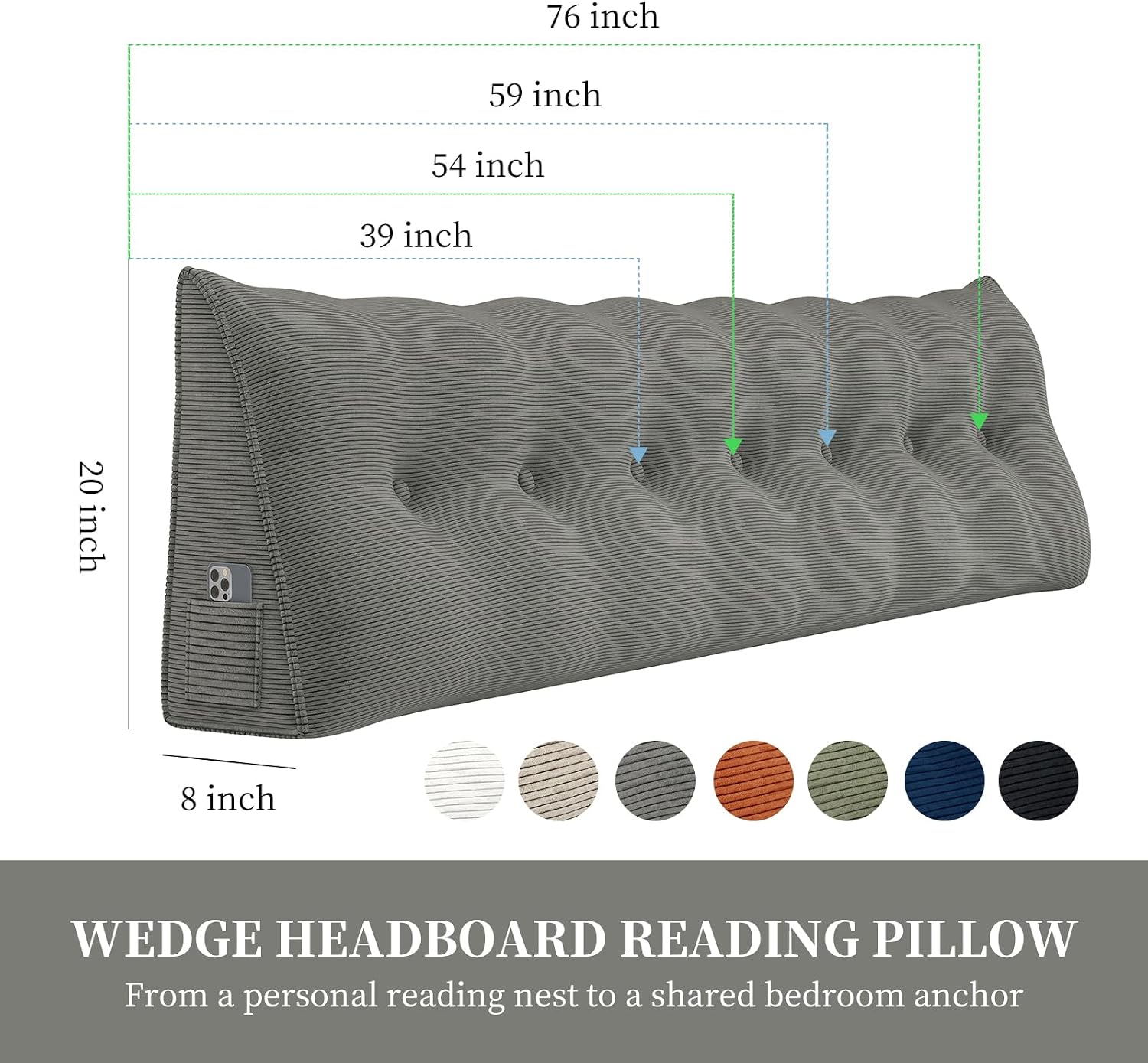 Headboard Wedge Pillows for Sitting Up in Bed Rest Adult, Triangular Upholstered Stuffed Reading Pillow for Sofa Couch Back Cushions…