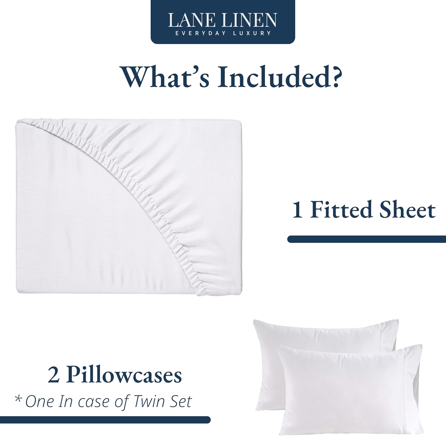 LANE LINEN Twin XL Fitted Sheet, 100% Organic Cotton 2-Piece Set (1 Fitted Sheet, 1 Pillowcase), Percale Weave, Lightweight, Soft…