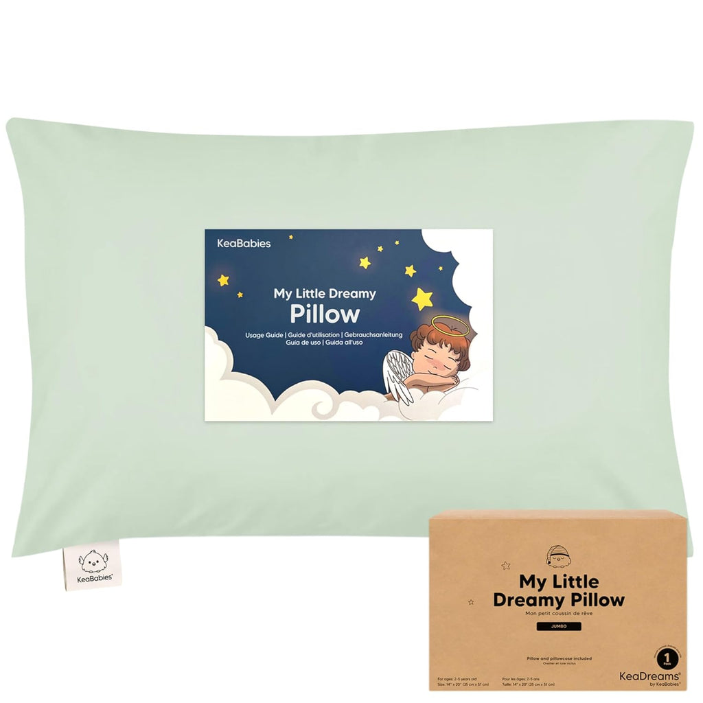 KeaBabies Toddler Pillow with Pillowcase, Jumbo 14X20 - Soft Organic Cotton Toddler Pillows for Sleeping - Machine Washable - Perfect for…