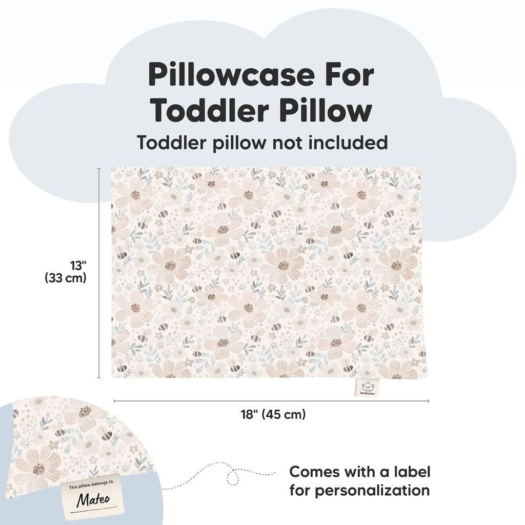 KeaBabies Toddler Pillowcase 13"x18" - Organic Cotton Toddler Pillowcase for Kids, Boys, Girls, Soft & Durable Cotton Cover for Miniature…