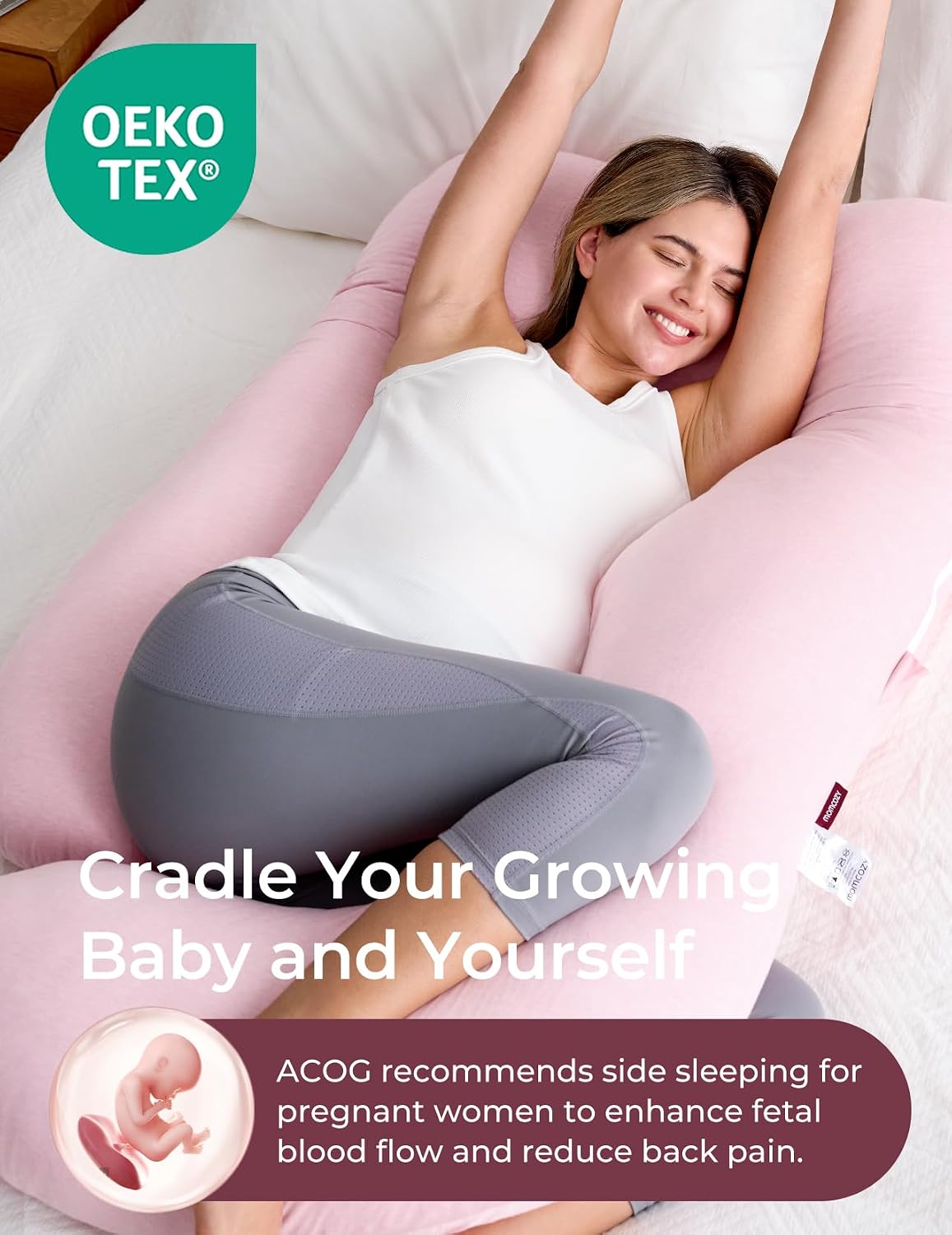 Momcozy Pregnancy Pillows for Sleeping, U Shaped Full Body Maternity Pillow for Side Sleeping - Support for Back, Legs, Belly, HIPS, 57 Inc…