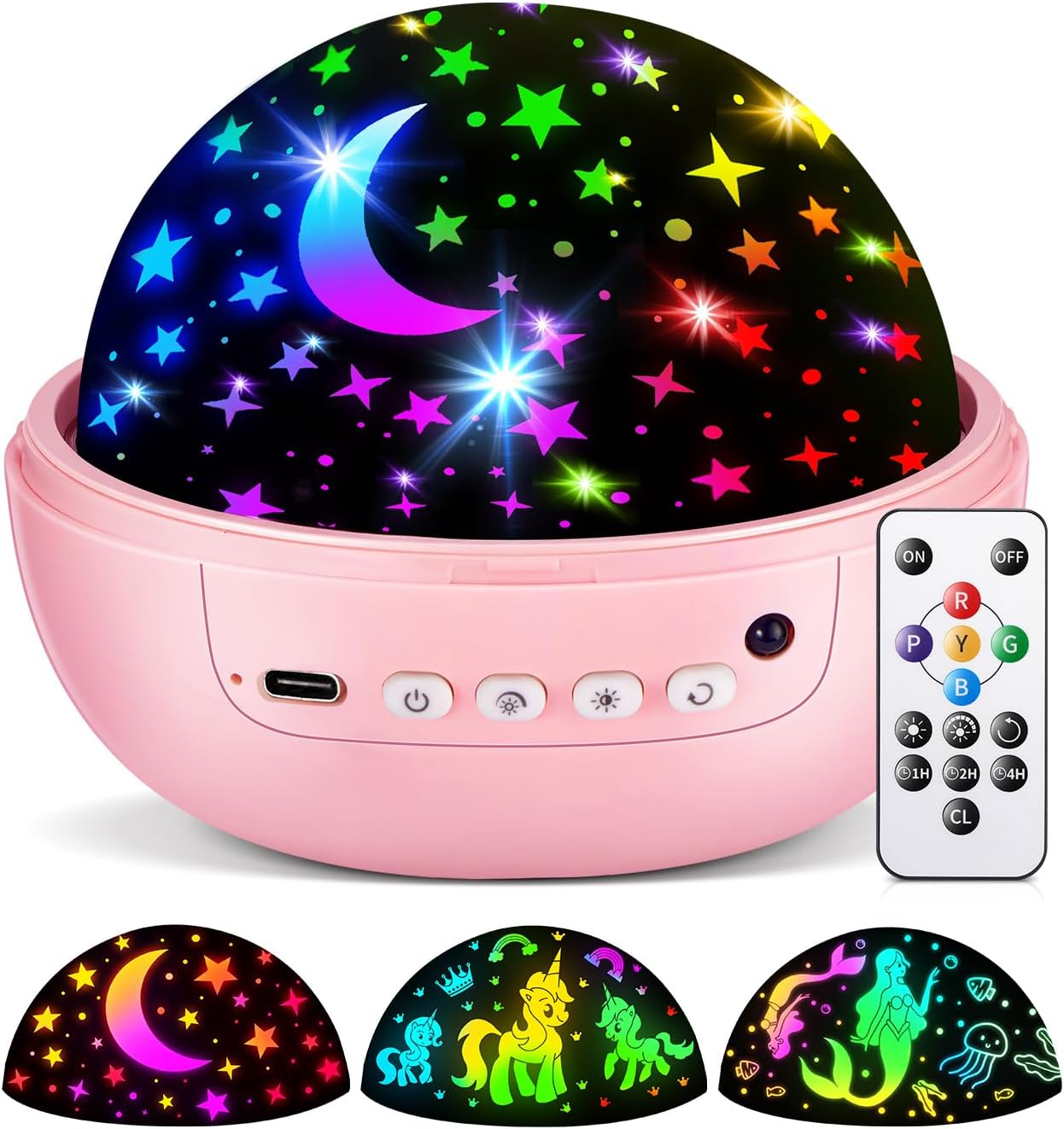 COOLNIGHT Unicorn Night Light Star Projector for Kids, 3 Films+93 Colors Kids Projector Night Light,360° Rotating All Night…