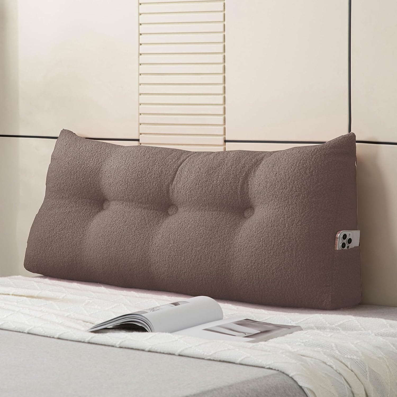 Triangular Headboard Pillows Twin XL Dorm Wedge Cushions for College Dorm Bed Dark Coffee Backrest Positioning Support Pillow Wedge for…